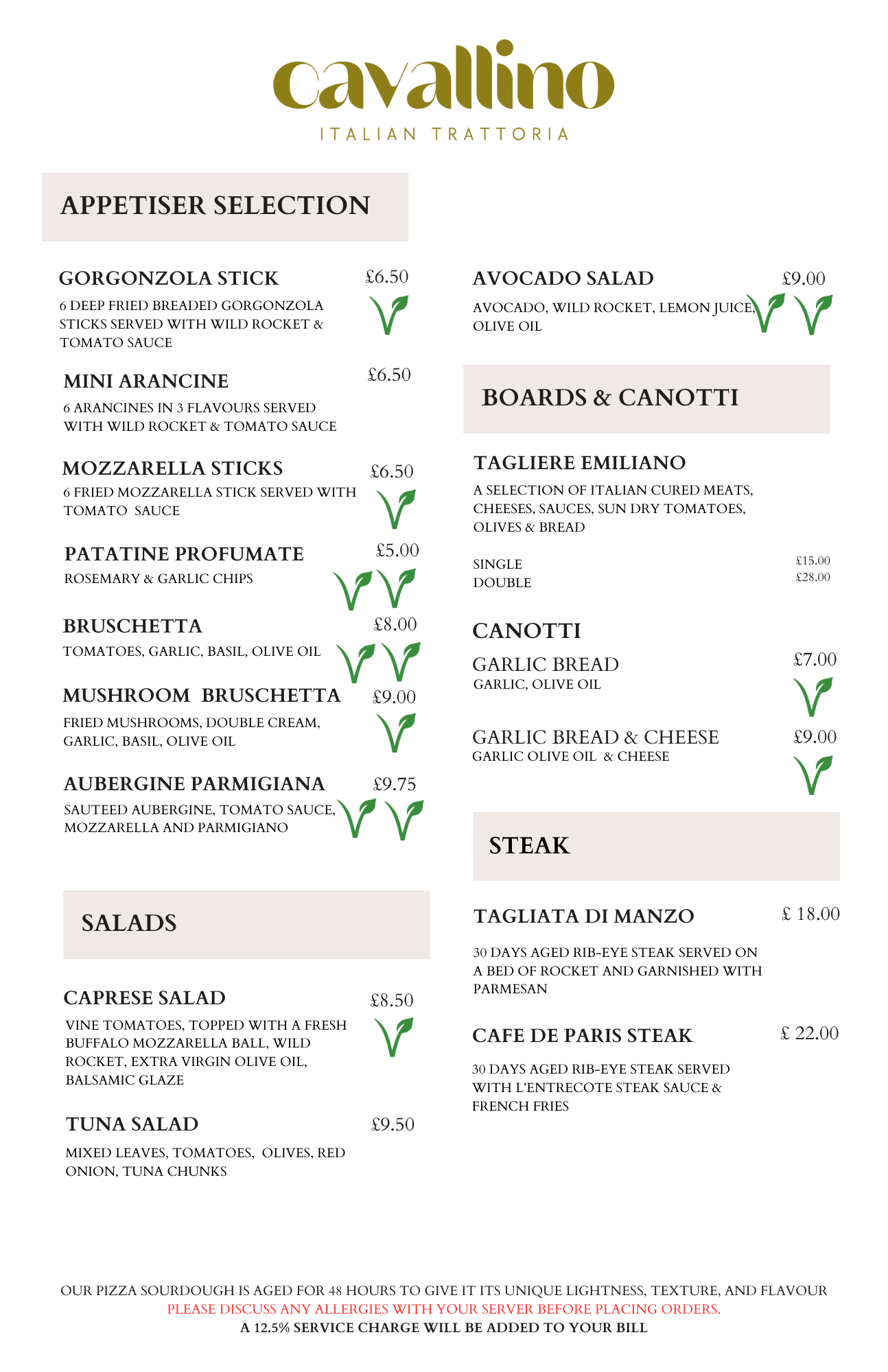 Cavallino Menu: Authentic Italian Flavours in Willesden Green